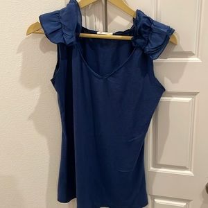 ANTHROPOLOGIE TULLE SMALL RUFFLED T-SHIRT